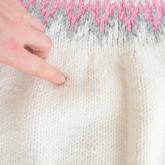 Vintage Handmade Cream Cowichan Chunky Fair Isle Icelandic Fisherman Cabincore M - Picture 12 of 12